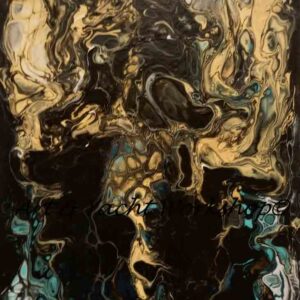Original Abstract Fluid Art Pouring in Gold and Black